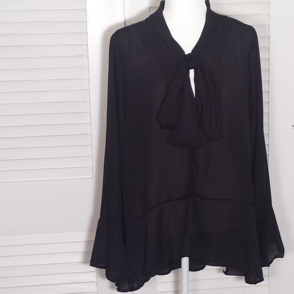 NWT Black Sheer with Loose Bow - Picture 2 of 3